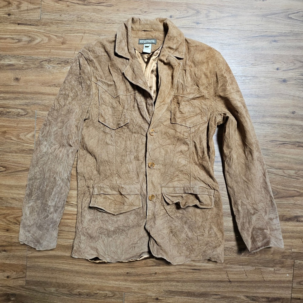 VTG Stetson Mens‎ Suede Leather Western Blazer Jacket Field Coat M Rugged Retro